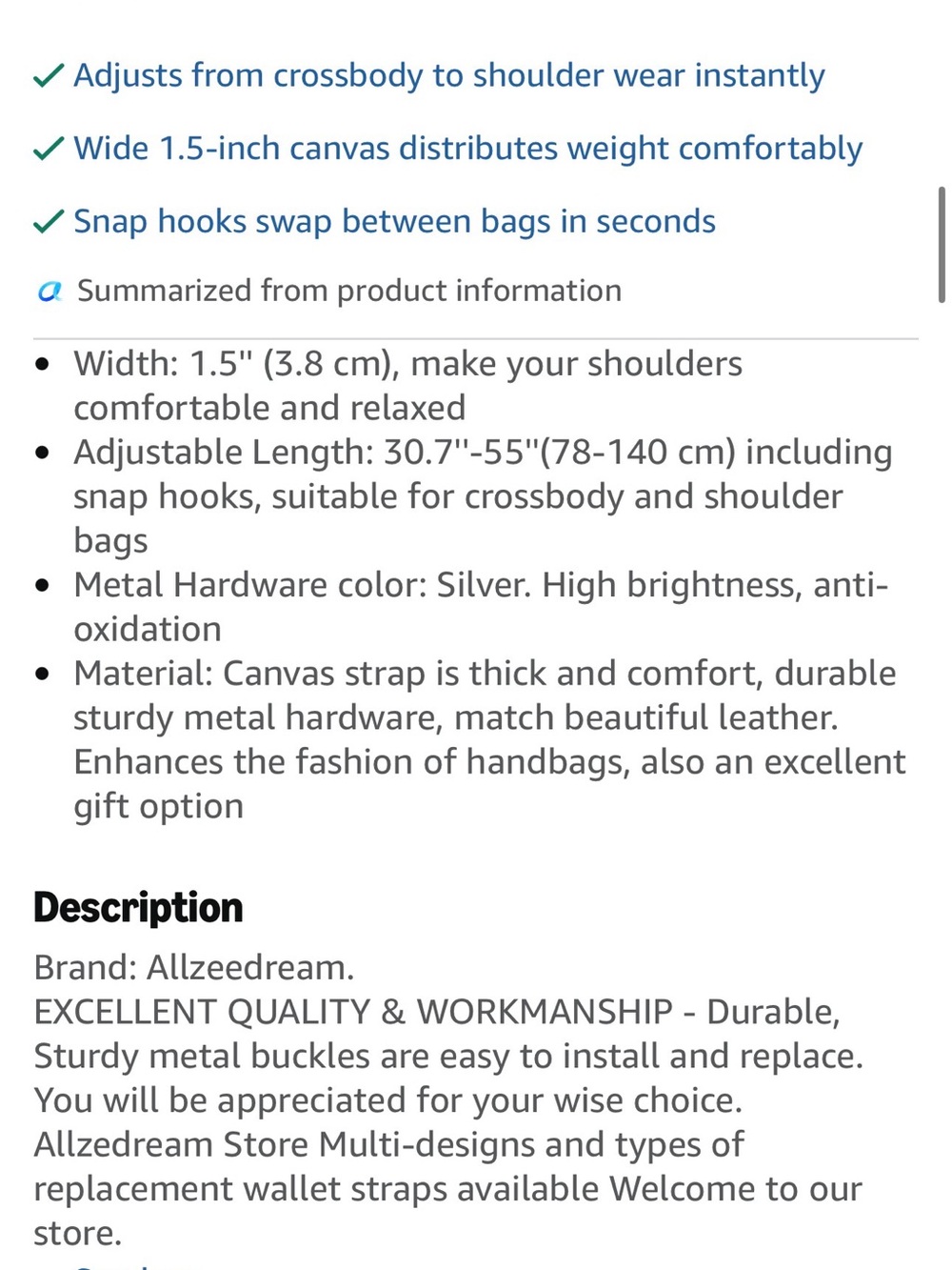 Lands End Small 3 Pocket Zip Top Canvas Tote Bag - Black/Natural - Picture 7 of 7